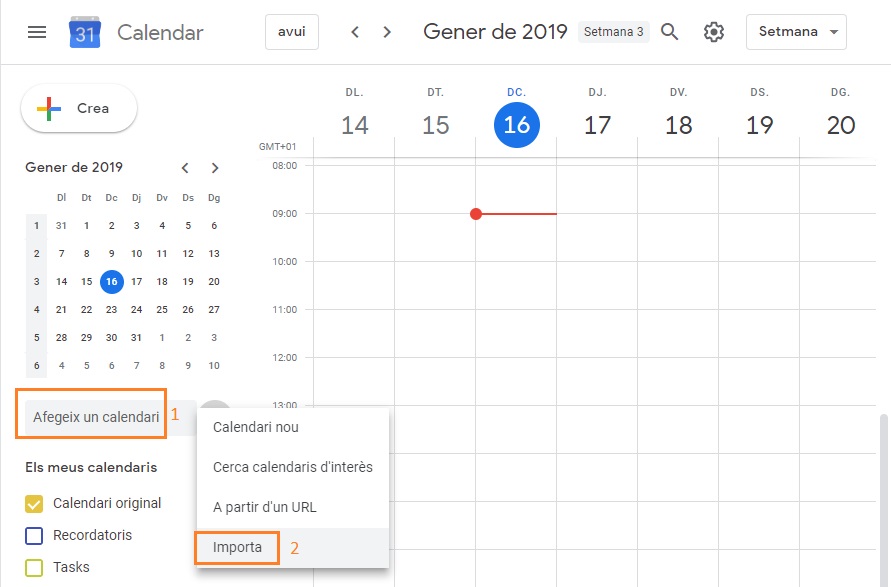 4. Importa fitxer des de calendari